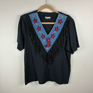 Vintage Gepetto Western T Shirt Women’s Size Medium Fringe 80s